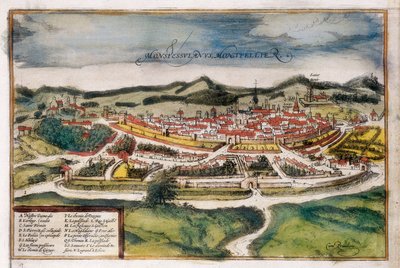 Plan över staden Montpellier av Georg Braun and Hogenberg Franz