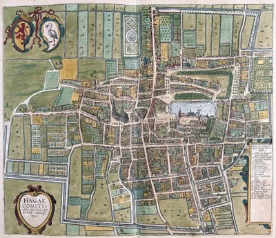 Haag, Nederländerna (gravyr av Georg Braun and Hogenberg Franz