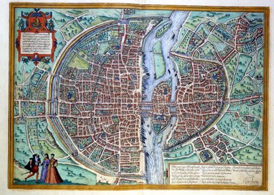 Utsikt över staden Paris i slutet av 1500-talet. Atlas de Braun & Hogenberg, Amsterdam av Georg Braun and Hogenberg Franz