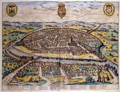 Utsikt över Sevilla från Atlas of Braun och Hogenberg av Georg Braun and Hogenberg Franz