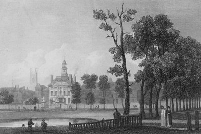 Bethlehem Hospital, som det såg ut i juni 1811, London (gravyr) av George (after) Arnald