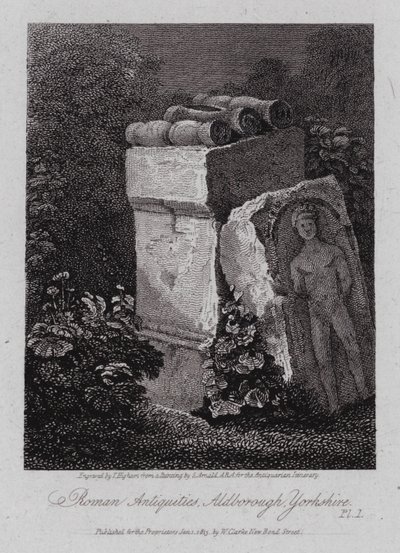 Romerska antikviteter, Aldborough, Yorkshire (gravyr) av George (after) Arnald