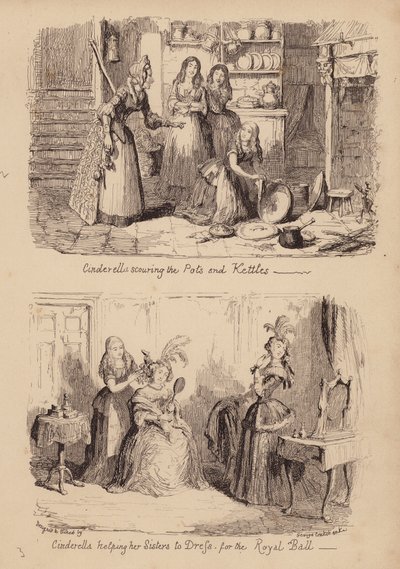 Askungen och glasskon (gravyr) av George (after) Cruikshank