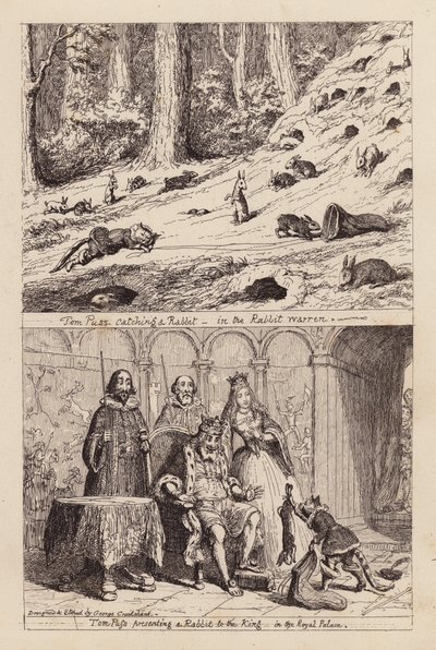 Mästerkatten i stövlar (gravyr) av George (after) Cruikshank