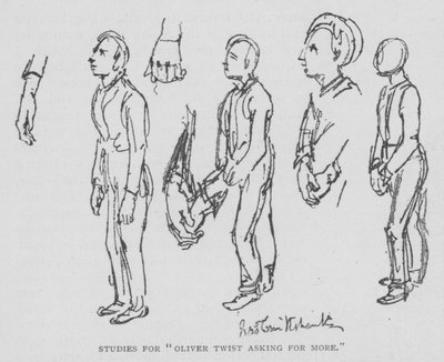 Studier för "Oliver Twist Asking for More" (gravyr) av George (after) Cruikshank