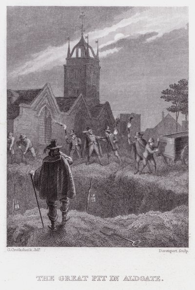 The Great Pit in Aldgate (gravyr) av George (after) Cruikshank
