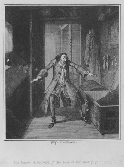 Snålen upptäcker förlusten av bolånepengarna (gravyr) av George (after) Cruikshank