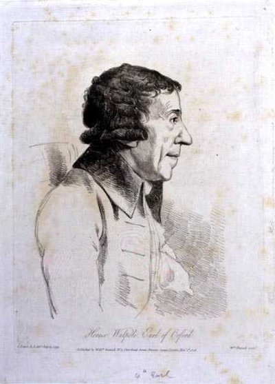 Horace Walpole, 4th Earl of Orford (1717-97), graverad av William Daniell (1769-1837) av George (after) Dance