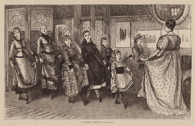 En danslektion (gravyr) av George (after) Du Maurier