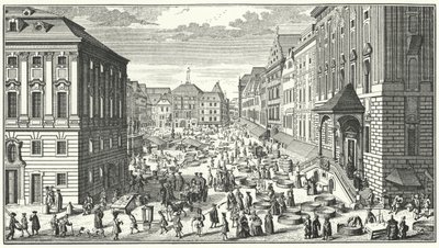 En vy av Wien år 1725 (gravyr) av George (after) Du Maurier