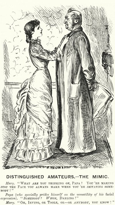 Punch cartoon: Distinguished Amateurs - the Mimic (gravyr) av George (after) Du Maurier