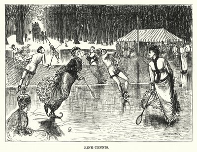 Punch tecknad: Rink-Tennis (gravyr) av George (after) Du Maurier
