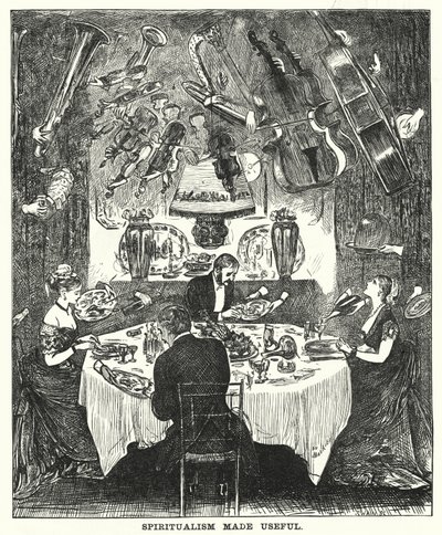 Punch tecknad: Spiritualism Made Useful (gravyr) av George (after) Du Maurier