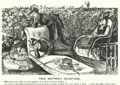 Punch tecknad: True Motherly Solicitude (gravyr) av George (after) Du Maurier