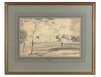 Carton House, Co. Kildare, säte för hertigen av Leinster (penna och grå tvätt) av George (after) Petrie