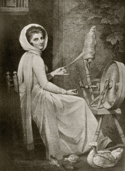 Lady Hamilton as The Spinster, graverad av Thomas Cheesman, från 