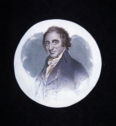 Thomas Paine (färg litho) av George (after) Romney