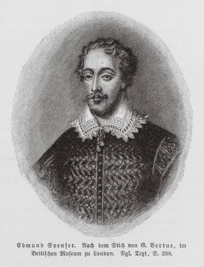 Edmund Spenser, engelsk poet (gravyr) av George (after) Vertue