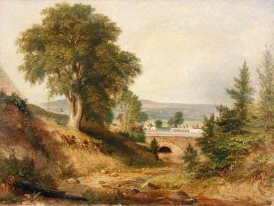 Canal Aqueduct Crossing a Stream, ca 1840-49 (olja på duk) av George (attr.) Harvey