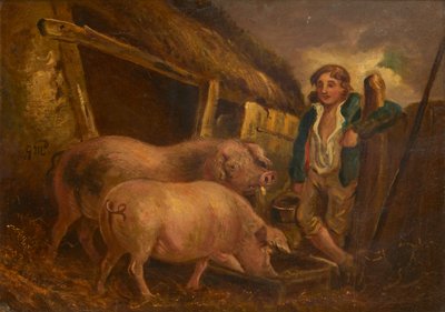 Sköta prisgrisarna (olja ombord) av George (follower of) Morland