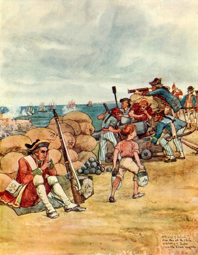 Vid belägringen av Belle Isle (färglitografi) av George 9th Earl of Carlisle Howard