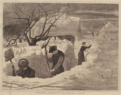 En vinter-morgon, - Skyffla ut av George A. Avery after Winslow Homer