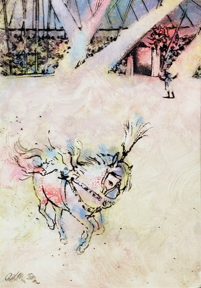 Cirkushäst, (bläck och gouache på gessobräda). av George Adamson