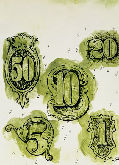 Dollars (bläck & wc på papper) av George Adamson