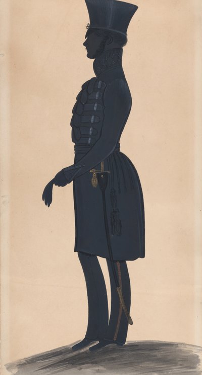 Överste H.J. Daniell, fullängd till vänster, 1827-44. av George Angelo Crowhurst