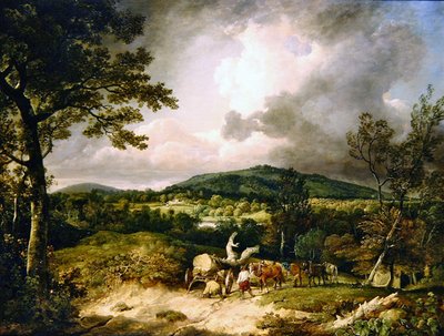 The Wood Gatherers med utsikt över Siddon Hill, Highclere Park i fjärran av George Arnald