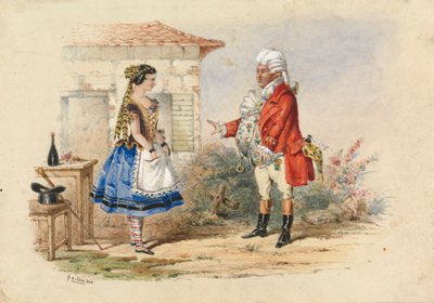 Adina och Dr. Dulcamara, scen från Donizettis L