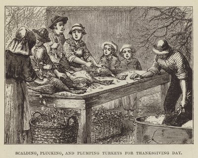 Skålla, plocka och fylla kalkoner till Thanksgiving Day av George Augustus Sala