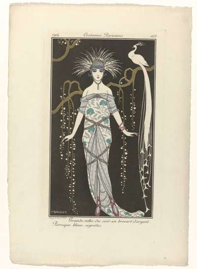 Journal des Dames et des Modes, Costumes Parisiens, 1914, nr 168: Stor aftonklänning (...) av George Barbier