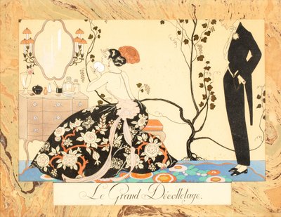Le Grand Décolletage, från Le Bonheur du Jour eller, Les Graces à la Mode, 1924. av George Barbier