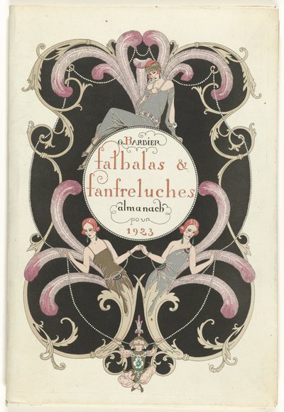 Modemagasinet som frestare Falbalas and Fanfreluches, almanacka över nuvarande, förflutna och framtida lägen för 1923, år 2 av George Barbier