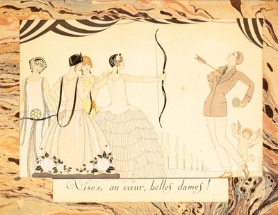 Sikta på hjärtat, vackra damer! Från Le Bonheur du Jour eller, Les Graces à la Mode, 1924. av George Barbier