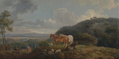 午前：牝馬と羊のいる風景 av George Barret