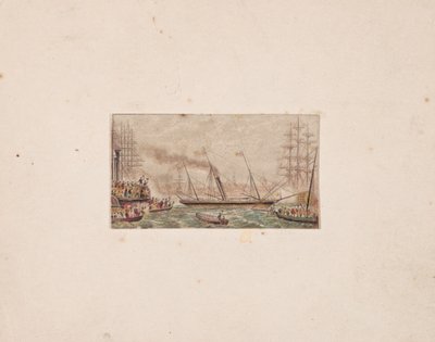 Nålboxtryck: The Royal Fleet in Kilkenny Bay (?) av George Baxter