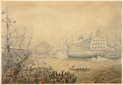 Sjösättningen av Trafalgar av George Baxter