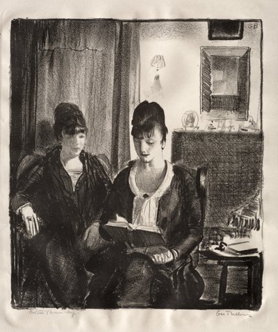 Elsie läser för Emma, andra stenen av George Bellows