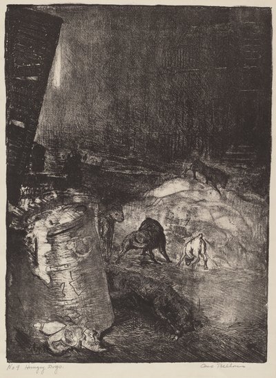 Hungry Dogs, andra stenen av George Bellows