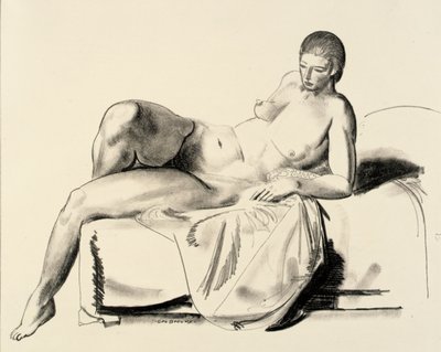 Nakenstudie, klassisk kvinna på en soffa av George Bellows