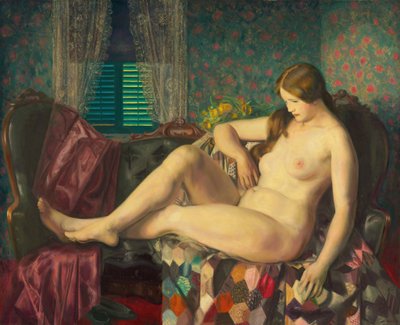 Naken med sexkantig lapptäcke av George Bellows