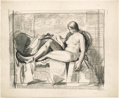 Studie för naken med sexkantigt täcke av George Bellows