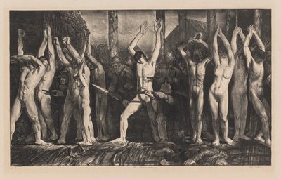 Barrikaden, den första stenen av George Bellows