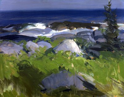 Vinklädd strand - Monhegan Island av George Bellows