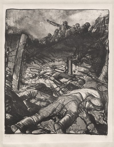Krigsserie: Anfallet, vänster detalj av George Bellows