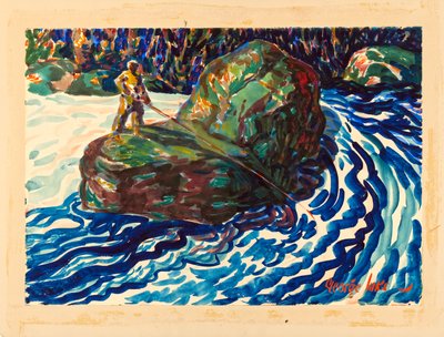 Guidefiske (akvarell på papper) av George Benjamin Luks