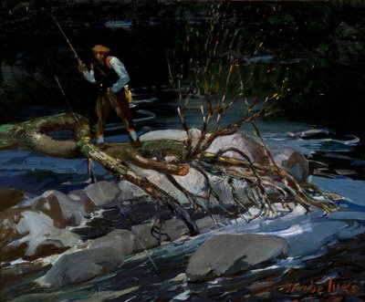 Öringfiske, "The Screecher", Lake Rossignol, Nova Scotia av George Benjamin Luks