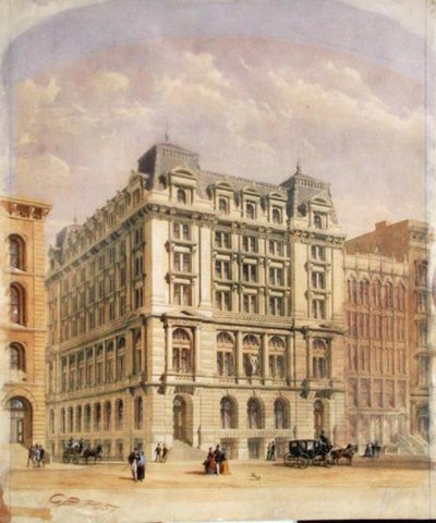 En tävlingsritning för Equitable Assurance Building av George Browne Post